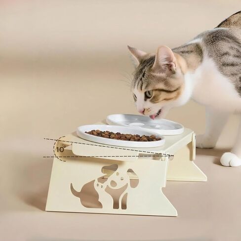 Elevated Ceramic Slow Feeder Bowls, 2 Bowls & Black Stainless Steel Stand,for Cats and Small Medium Dogs, 1.5 Cups*2,Raised Cat Food and Water Bowl Set, Blue & White in Kuwait
