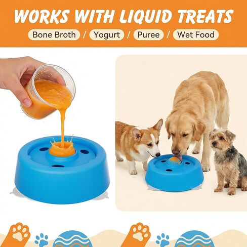 Dog Lick Bowl with Rolling Ball, 2026 Update Slow Feeder Enrichment Toy for Dogs, Interactive Feeding Bowl for Liquid Treats and Bone Broth, for Small, Medium and Large Dogs in Kuwait