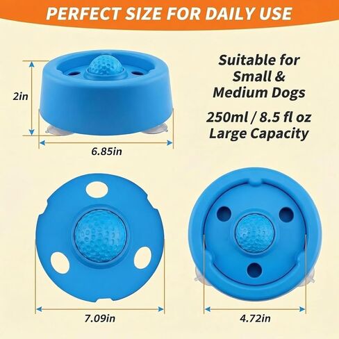 Dog Lick Bowl with Rolling Ball, 2026 Update Slow Feeder Enrichment Toy for Dogs, Interactive Feeding Bowl for Liquid Treats and Bone Broth, for Small, Medium and Large Dogs in Kuwait