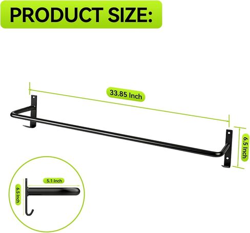 2Pcs Heavy Duty Horse Blanket Rack with Bridle Hooks, Wall Mounted Assembled Blanket Bar, Saddle Pad Rack for Horse Tack Storage, Black in Kuwait