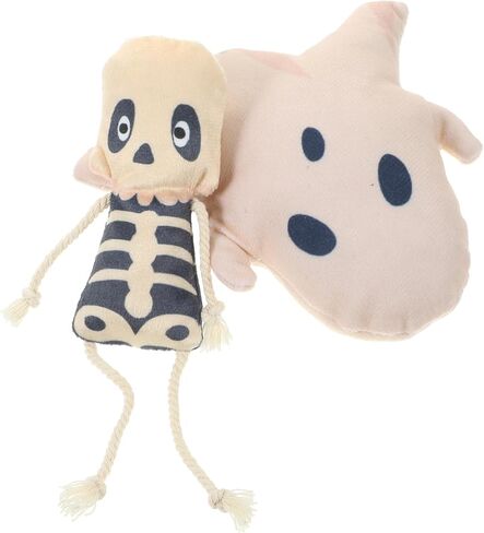 2pcs Halloween Catnip for Indoor Cats, Soft Plush Ghost and Skull Interactive Kitten, Portable Funny Cat for Biting and Playing in Kuwait