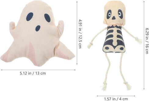 2pcs Halloween Catnip for Indoor Cats, Soft Plush Ghost and Skull Interactive Kitten, Portable Funny Cat for Biting and Playing in Kuwait