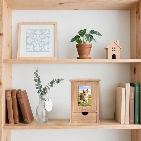 Cat Urn for Ashes with Movable Picture Frame, Wooden Urn Cat Ashes Box Pet Loss Gifts Ashes Casket for Dogs Cats Rabbit Small Pet, 4.72x4.72x6.73 (Walnut Brown, S) in Kuwait