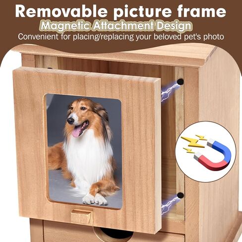 Cat Urn for Ashes with Movable Picture Frame, Wooden Urn Cat Ashes Box Pet Loss Gifts Ashes Casket for Dogs Cats Rabbit Small Pet, 4.72x4.72x6.73 (Walnut Brown, S) in Kuwait