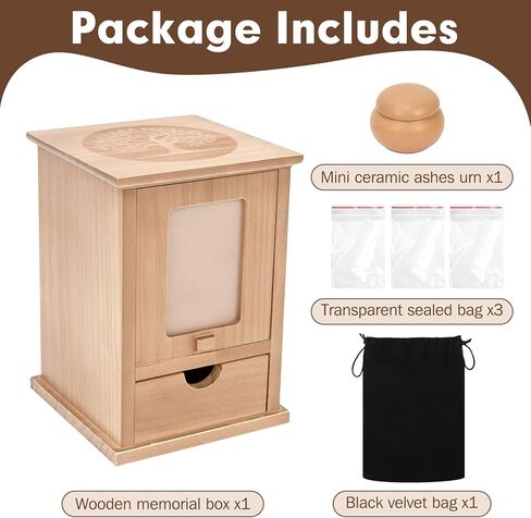 Cat Urn for Ashes with Movable Picture Frame, Wooden Urn Cat Ashes Box Pet Loss Gifts Ashes Casket for Dogs Cats Rabbit Small Pet, 4.72x4.72x6.73 (Walnut Brown, S) in Kuwait