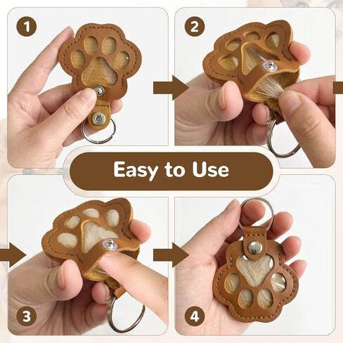 6 Pack Pet Fur Keepsake Keychain, Paw Shaped Leather Cat & Dog Hair Keepsake, Dog Hair Storage Cat Fur Collector Sympathy Memorial Gift for Loss of Pets, Pet Lover Commemorative Keyring in Kuwait