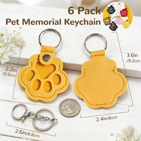 6 Pack Pet Fur Keepsake Keychain, Paw Shaped Leather Cat & Dog Hair Keepsake, Dog Hair Storage Cat Fur Collector Sympathy Memorial Gift for Loss of Pets, Pet Lover Commemorative Keyring in Kuwait