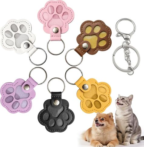 6 Pack Pet Fur Keepsake Keychain, Paw Shaped Leather Cat & Dog Hair Keepsake, Dog Hair Storage Cat Fur Collector Sympathy Memorial Gift for Loss of Pets, Pet Lover Commemorative Keyring in Kuwait