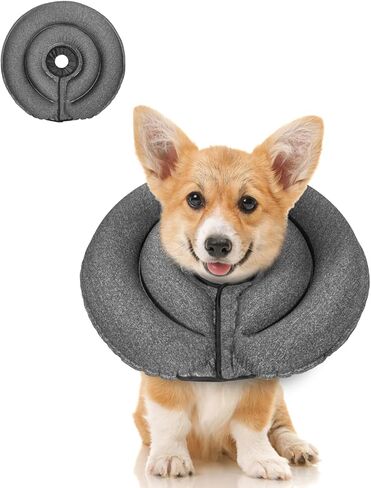 MIDOG Dog Cone Collar for Large Medium Dogs, Soft Inflatable Dog Cone Alternative After Surgery, Adjustable Protective Recovery Cone - Patented Alternative E Collar Does Not Block Vision (Gray-L) in Kuwait