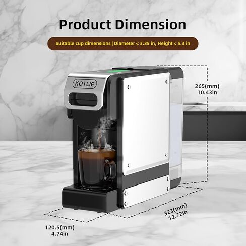 KOTLIE 4-in-1 Espresso Capsule Coffee Machine, Single Serve Coffee Maker for K*cup/Nes/DG/Ground Coffee, 19Bar, 1L,ST-550(silver) in Kuwait