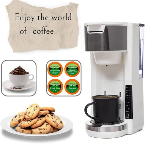 Single Serve Coffee Maker, 2 in 1 Brewer for K Pod & Ground Coffee, 180s Rapid Brew 6 to 14oz Capacities with Auto Shut Off, Small Compact Design for Home Office Travel Camping-White in Kuwait