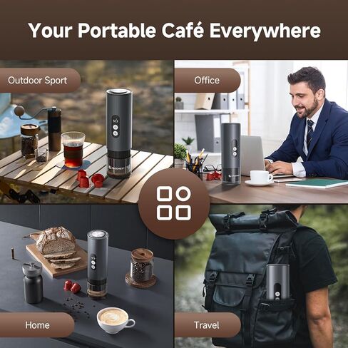 AMZCHEF Portable Coffee Maker Rechargeable w/ 9000mAh Battery, 2-in-1 Travel Espresso Maker for Ground/NS Capsules, Car Espresso Machine Self-Heating for Camping, RV, Hiking, Office, Aluminum in Kuwait