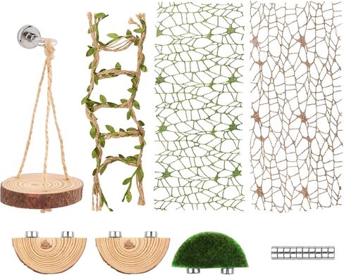 7Pc Spider Habitat Set with Sequined Climbing Webs, Wood Platforms and Bridge in Kuwait
