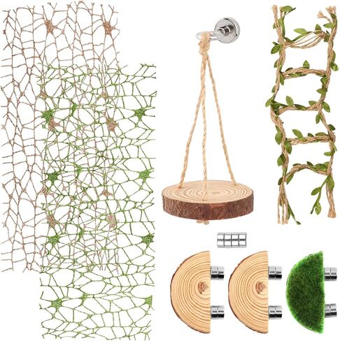 7Pc Spider Habitat Set with Sequined Climbing Webs, Wood Platforms and Bridge in Kuwait
