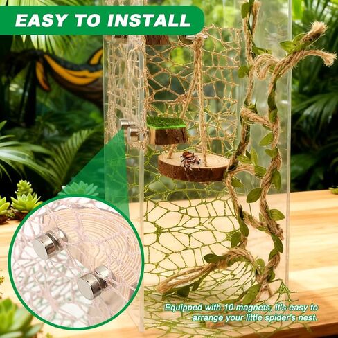 7Pc Spider Habitat Set with Sequined Climbing Webs, Wood Platforms and Bridge in Kuwait