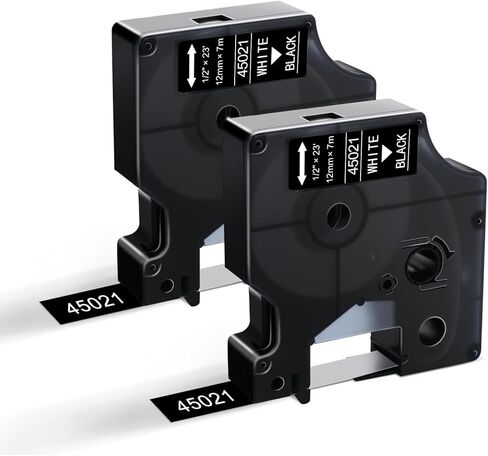 عبوات صانع الملصقات Dymo D1 45013s 12 مم × 3 متر، أسود على أبيض لـ DYMO LabelManager 160 280 210D 360D 420P Wireless PnP 220P 260P 450D صانع الملصقات، 5 عبوات in Saudi Arabia