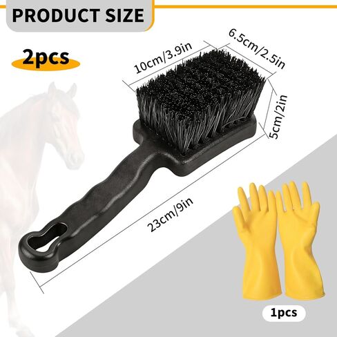 2Pcs Horse Bucket Brush Trough Scrub Water Trough Scrubber with Gloves Durable Plastic Utility Brush Heavy-Duty Non-Slip Handle Cleaning Scrub for Livestock Farm in Kuwait