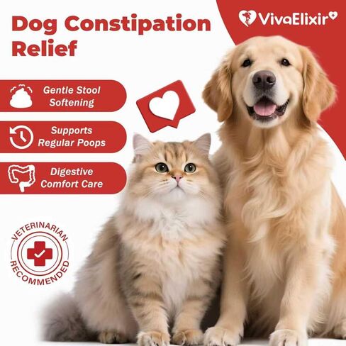 Constipation Relief for Dogs and Cats - Gentle Laxative and Stool Softener with Psyllium - Supports Healthy Bowel Movements, Hairball Relief, and Digestive Comfort - 2 fl oz (60 ml) in Kuwait