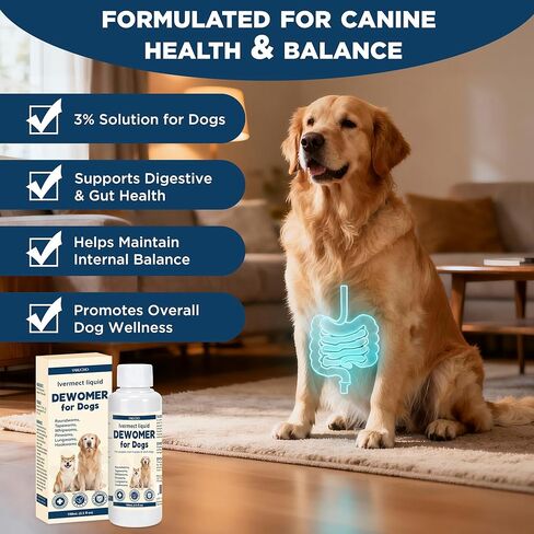 lvermect for Dogs, Dewomax Liquid Digestive Support, Broad Spectrum Formula for Puppies & Adult Dogs – Supports Gut Balance, Internal Cleanse & Canine Wellness – 3.5 oz (100mL) in Kuwait