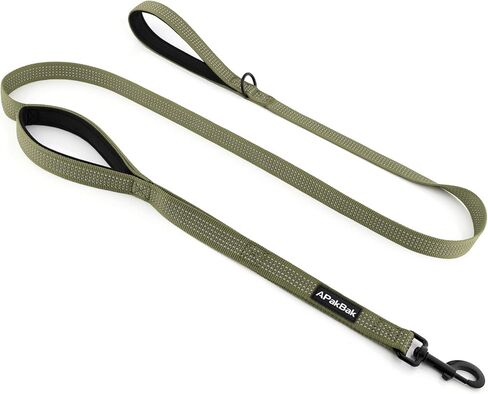 Double Handle Dog Leash 6 FT Reflective 2 Handle Traffic Lead with Padded Grip, Heavy Duty Nylon Leash for Walking Training, for Small Medium Large Dogs, Ranger Green in Saudi Arabia