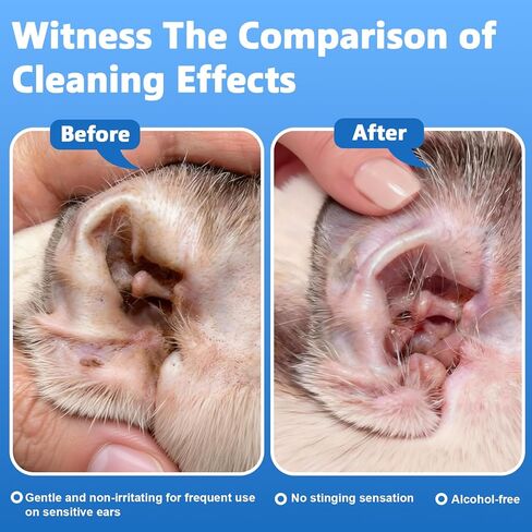 Cat & Dog Ear Cleaner Solution, Soft Nozzle Ear Treatment for Dogs & Cats, Gently Removes Ear Wax & Debris, Soothes Ear Itching & Inflammation, Deodorizing Pet Ear Wash with Thyme 4 fl oz in Kuwait