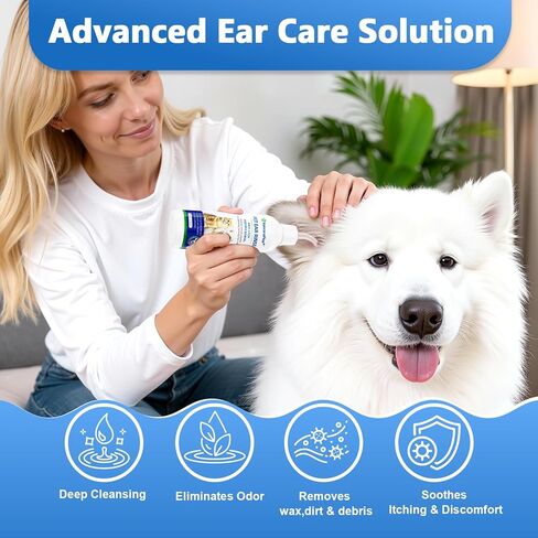 Cat & Dog Ear Cleaner Solution, Soft Nozzle Ear Treatment for Dogs & Cats, Gently Removes Ear Wax & Debris, Soothes Ear Itching & Inflammation, Deodorizing Pet Ear Wash with Thyme 4 fl oz in Kuwait