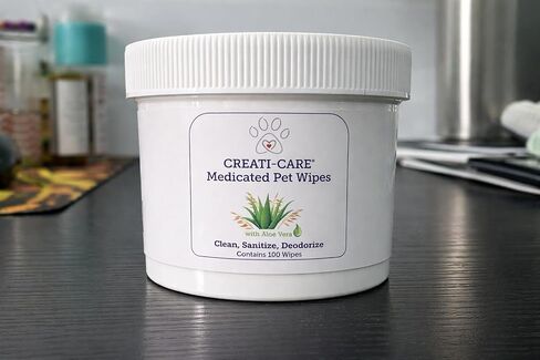 Creati Care Dog Ear Cleaner Wipes -Medicated Chlorhexidine Ketoconazole-Optic Cleanser for Dogs to Stop Ear Itching, and Infections and Controlling Ear Odor in Pets - 100 Wipes in Kuwait