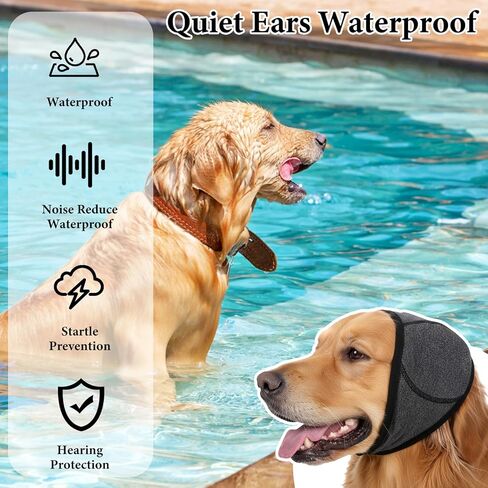Ear Wraps Noise Cancelling for Dogs, Dog Ear Cover for Bath Muffs Protection Earmuffs Noise Cancelling, Calm Your Adult Dog During Thunderstorms & Grooming Blow Dryer, Grey, Large(L) in Kuwait