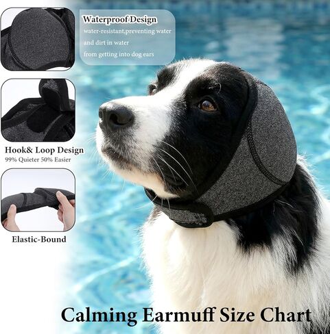 Ear Wraps Noise Cancelling for Dogs, Dog Ear Cover for Bath Muffs Protection Earmuffs Noise Cancelling, Calm Your Adult Dog During Thunderstorms & Grooming Blow Dryer, Grey, Large(L) in Kuwait