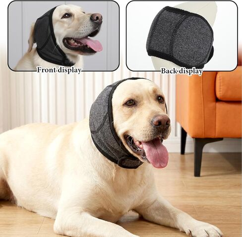 Ear Wraps Noise Cancelling for Dogs, Dog Ear Cover for Bath Muffs Protection Earmuffs Noise Cancelling, Calm Your Adult Dog During Thunderstorms & Grooming Blow Dryer, Grey, Large(L) in Kuwait
