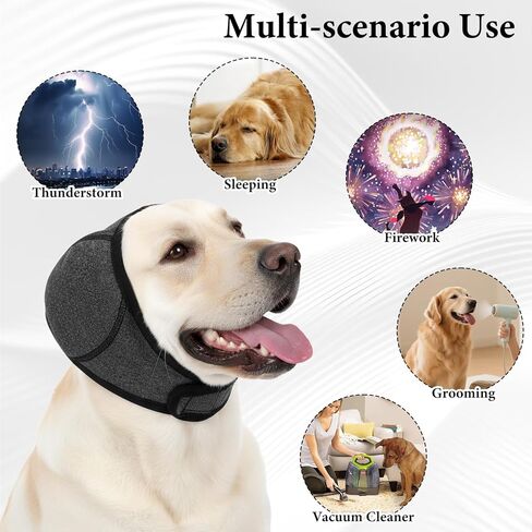 Ear Wraps Noise Cancelling for Dogs, Dog Ear Cover for Bath Muffs Protection Earmuffs Noise Cancelling, Calm Your Adult Dog During Thunderstorms & Grooming Blow Dryer, Grey, Large(L) in Kuwait