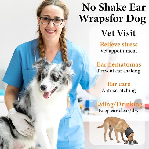 Ear Wraps Noise Cancelling for Dogs, Dog Ear Cover for Bath Muffs Protection Earmuffs Noise Cancelling, Calm Your Adult Dog During Thunderstorms & Grooming Blow Dryer, Grey, Large(L) in Kuwait