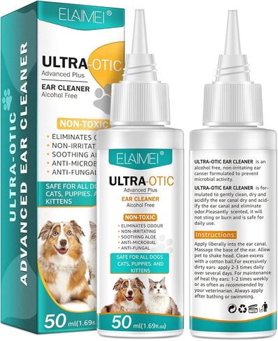 Pet Ear Cleaner for Dogs & Cats, 4 fl oz Ear Cleaning Solution with Soothing Formula - Supports Relief from Itchy Ears, Head Shaking & Wax Buildup - Safe for Puppies & Kittens - 120ml in Kuwait
