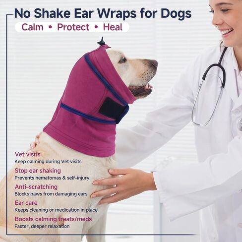Nanaki Dog Ear Muffs For Fireworks & Thunderstorm, Soft Dog Ear Covers For Bath Grooming, Head Wrap For Ear Hematoma for Vet Visit, Adjustable Quiet Ears for Dogs Noise Protection for Vacuum, Purple L in Saudi Arabia