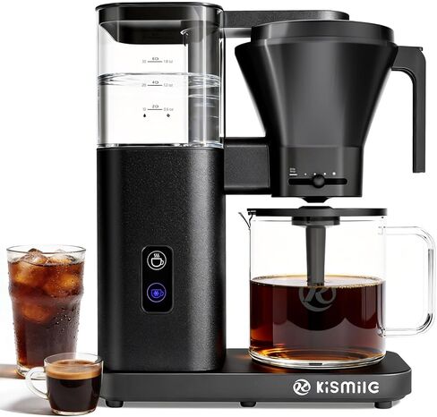 Kismile 8 Cup Drip Coffee Maker, SCA Certified Hot & Cold Brew Coffee Machine, Fast Heating to 197–205℉, 40 Min Keep Warm, Adjustable Flow Control, Easy to Clean in Kuwait