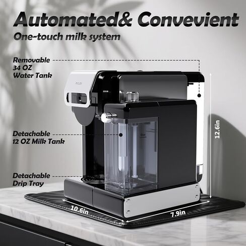 PULZO Espresso Machine with Integrated Automatic Milk Frother, capsule coffee maker for K*cup capsule/Ne*s Original/coffee powder, One Touch Latte & Cappuccino in Kuwait