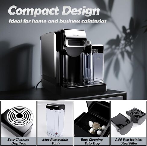 PULZO Espresso Machine with Integrated Automatic Milk Frother, capsule coffee maker for K*cup capsule/Ne*s Original/coffee powder, One Touch Latte & Cappuccino in Kuwait