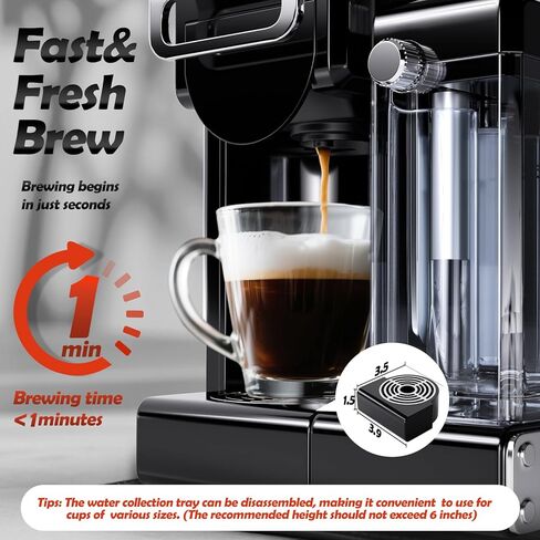 PULZO Espresso Machine with Integrated Automatic Milk Frother, capsule coffee maker for K*cup capsule/Ne*s Original/coffee powder, One Touch Latte & Cappuccino in Kuwait