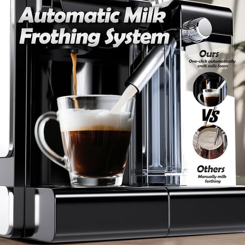 PULZO Espresso Machine with Integrated Automatic Milk Frother, capsule coffee maker for K*cup capsule/Ne*s Original/coffee powder, One Touch Latte & Cappuccino in Kuwait