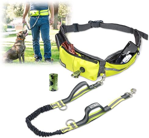 TAKSIN The Ultimate Hands Free Two Dogs Double Leash System for Walking Running Hiking Training, Reflective Bungee Leash, Treat Holder, Poop Bag Dispenser for Small Medium Large Dogs (Grey Pack) in Saudi Arabia