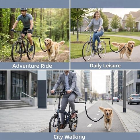 Dog Bike Leash, Hands-Free Pet Leash with Adjustable Seat Lock, Spring Attachment for Bicycle Riding (Quick Connect) in Saudi Arabia