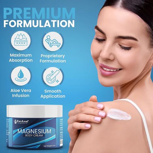 Magnesium Cream - Support for Sleep, Leg Cramps, Joint Support, & Muscle Soreness - Maximum Strength Magnesium Lotion with Arnica, Shea Butter, Lavender Essential Oil - Made In USA - 4oz in Saudi Arabia