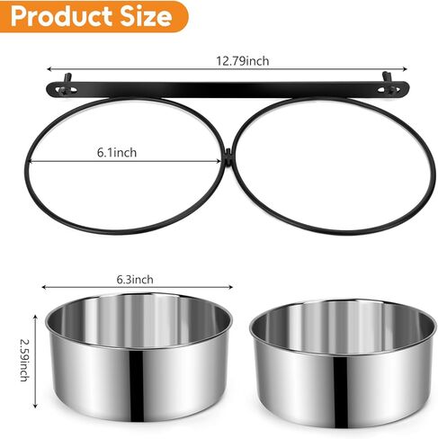 Dog Crate Water Bowls 2Pack, 40oz Stainless Steel Dual Hanging Pet Bowls, Wall-Mounted Dog Food & Water Feeder, Elevated Non-Spill Kennel Bowl Set for Medium & Large Dogs and Cats in Kuwait