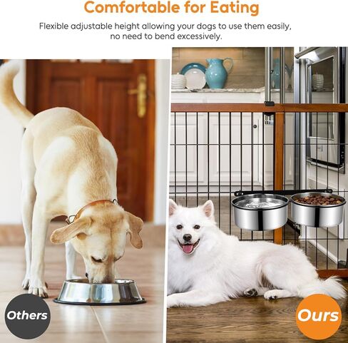 Dog Crate Water Bowls 2Pack, 40oz Stainless Steel Dual Hanging Pet Bowls, Wall-Mounted Dog Food & Water Feeder, Elevated Non-Spill Kennel Bowl Set for Medium & Large Dogs and Cats in Kuwait
