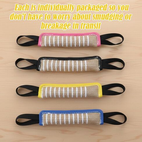 4 Pcs Dog Tug Toys, Dog Bite Jute Pillow Pull Toy with 2 Strong Handles, Tug of War Interactive Play Puppy Training Equipment for Puppy to Medium Dog, Lasting Training Pull Rope in Kuwait