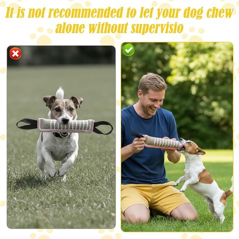 4 Pcs Dog Tug Toys, Dog Bite Jute Pillow Pull Toy with 2 Strong Handles, Tug of War Interactive Play Puppy Training Equipment for Puppy to Medium Dog, Lasting Training Pull Rope in Kuwait