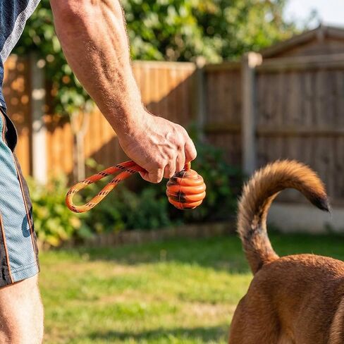 Rope Dog Toy Ball, Ball on Rope Dog Toy for Belgian Malinois Training, Strong Rope Balls for Dogs, Interactive Dog Training Toys in Kuwait