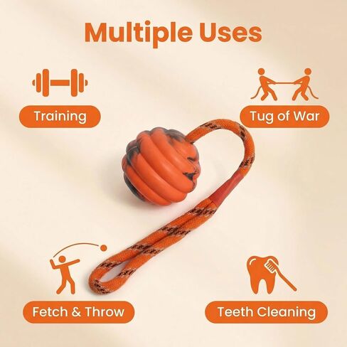 Rope Dog Toy Ball, Ball on Rope Dog Toy for Belgian Malinois Training, Strong Rope Balls for Dogs, Interactive Dog Training Toys in Kuwait