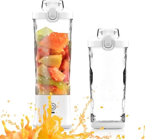 240W Portable Blender, 20oz USB Rechargeable Travel Blender with LED Display, Pulse & Modes, IPX7 Waterproof, BPA-Free,juice, Ice Crushing for Shakes, Smoothies, Sports & Outdoor【White】 in Kuwait