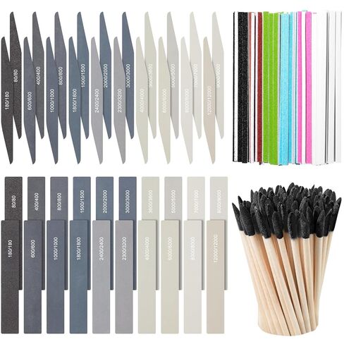 Maxdot 120 Pcs Sanding Sticks Include 30 Sanding Twigs 40 Polishing Sticks and 50 Sanding Sticks Matchsticks, Sanding Tools for Tight Spaces Modeling Tools for Plastic Models Wood Hobby Craft Art in Kuwait
